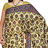 Hand block printed pure Cotton Saree