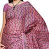 Hand block printed pure Cotton Saree